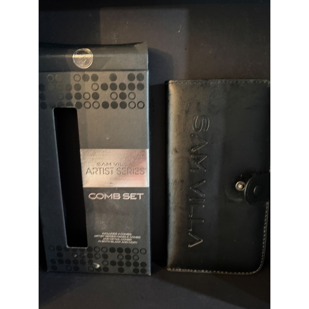 Sam Villa Artist Series Comb Set Professional 4-Piece Styling Hair with Case